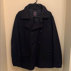GAP Men’s XL Navy Blue Wool-Blend Peacoat